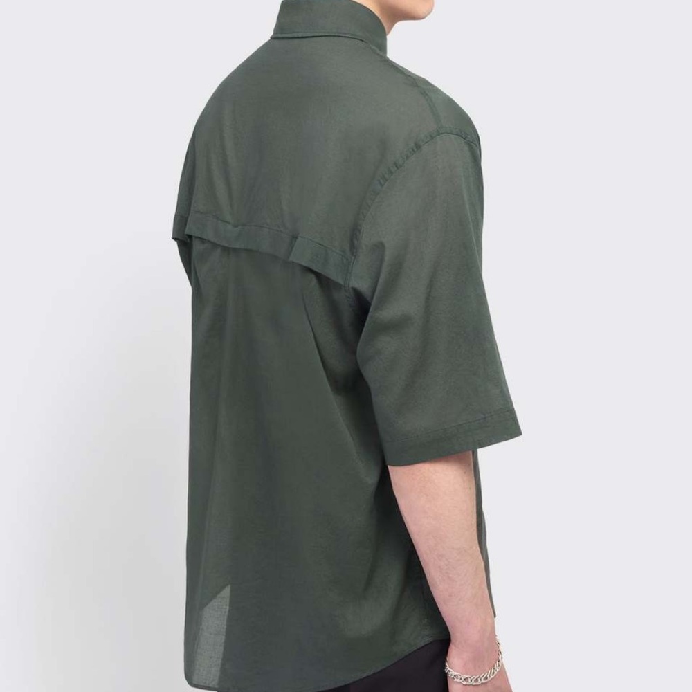 LEMAIRE DOUBLE POCKET SHIRT IN ASPHALT SIZE 48